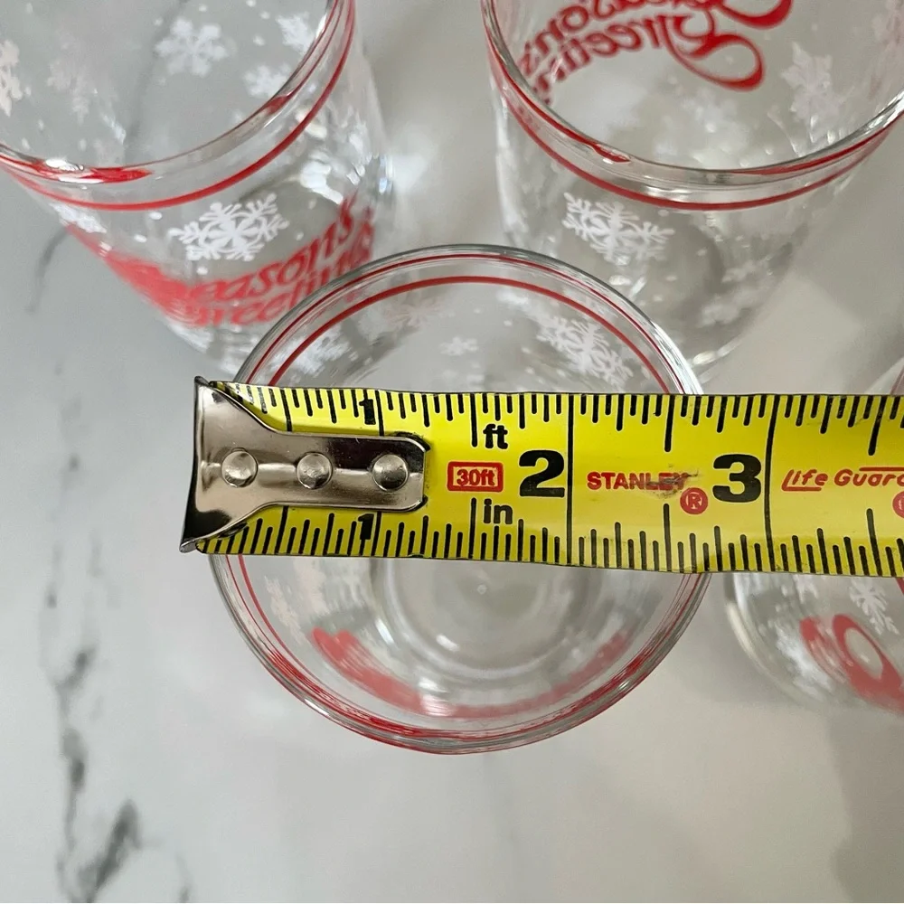 SET of 5 Season's Greetings Snowflake Glasses by Libbey
